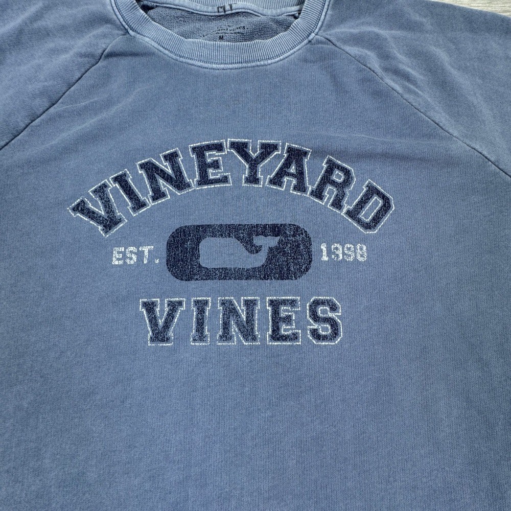 Vineyard Vines Men's Sweatshirt Graphic Logo Blue Medium Raglan Cotton Blend - Picture 2 of 7